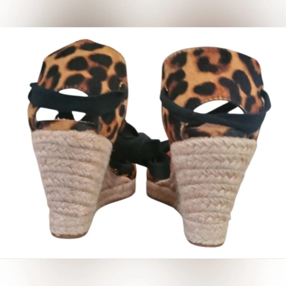 J. Crew Leopard Calf Hair Espadrille Wedges NWOT